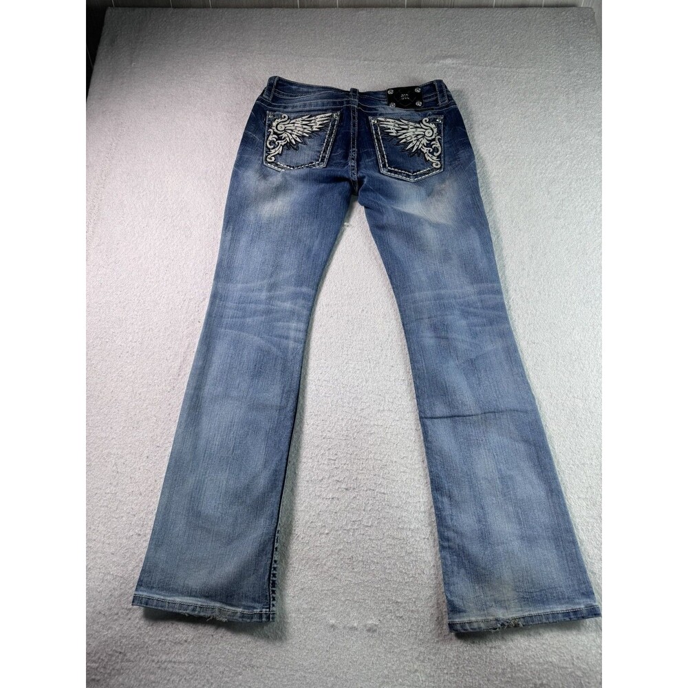 Miss Me Women's Size 32 Bootcut Jeans Mid-Rise Dark Wash Rhinestone Embellished